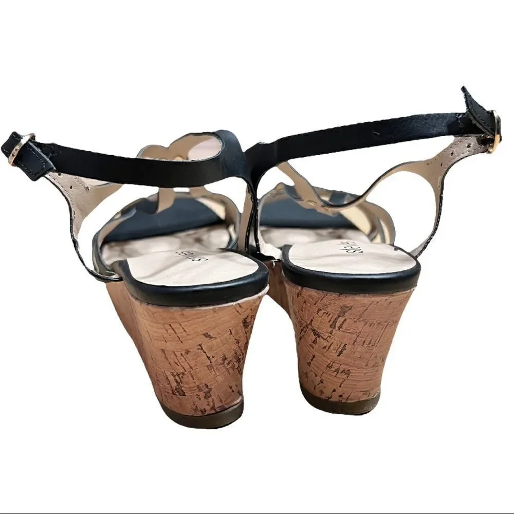 sz 4 Stevies black wedge heels NIB Sandals Gold